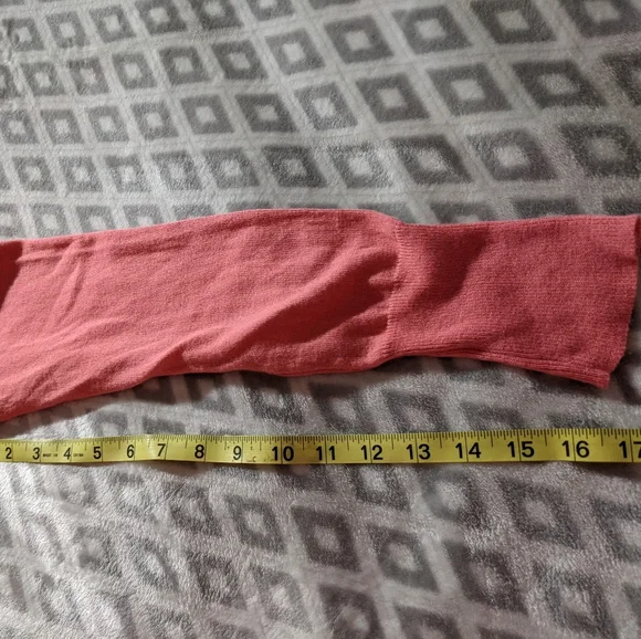 Coral cardigan Sweater Boho Ribbed Detailing Longer Length in Front Size Medium - Picture 12 of 16